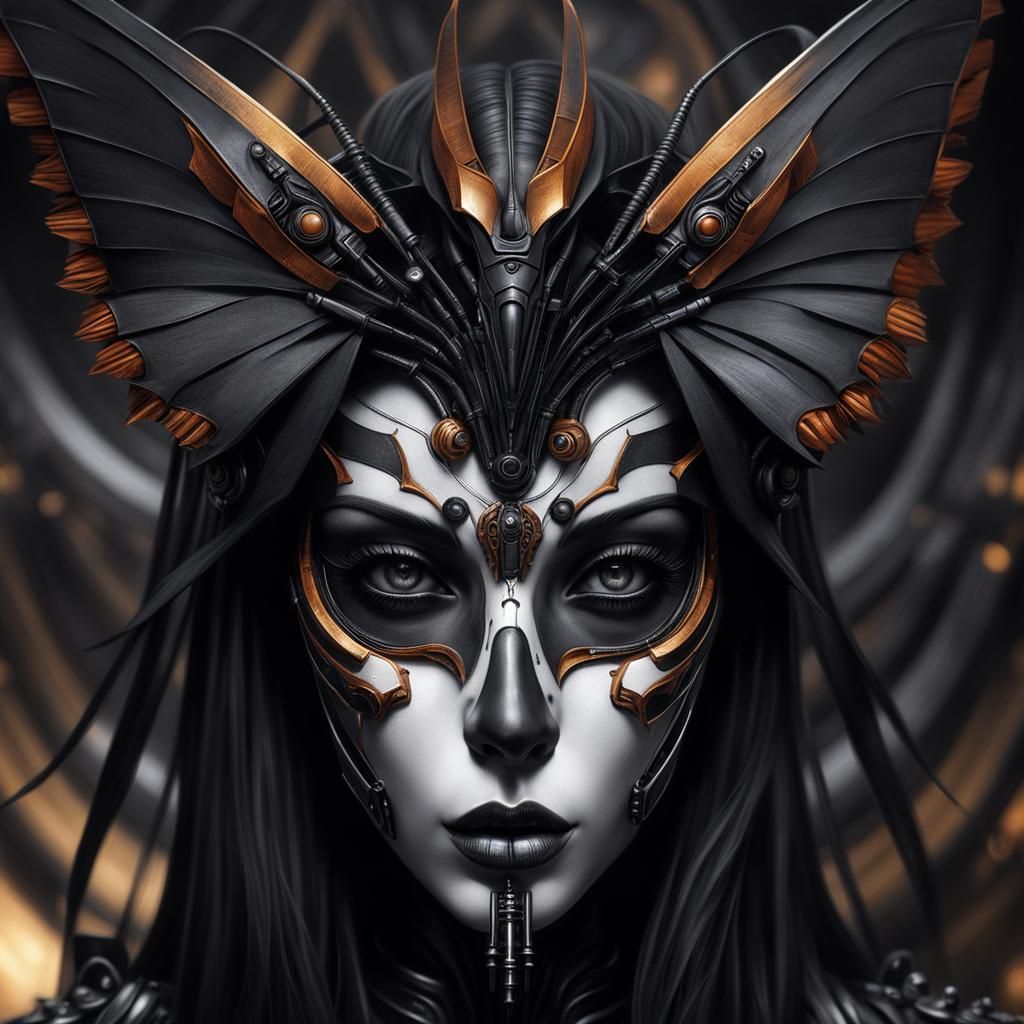 Gothic Cyberpunk Woman in Hyperrealistic Art