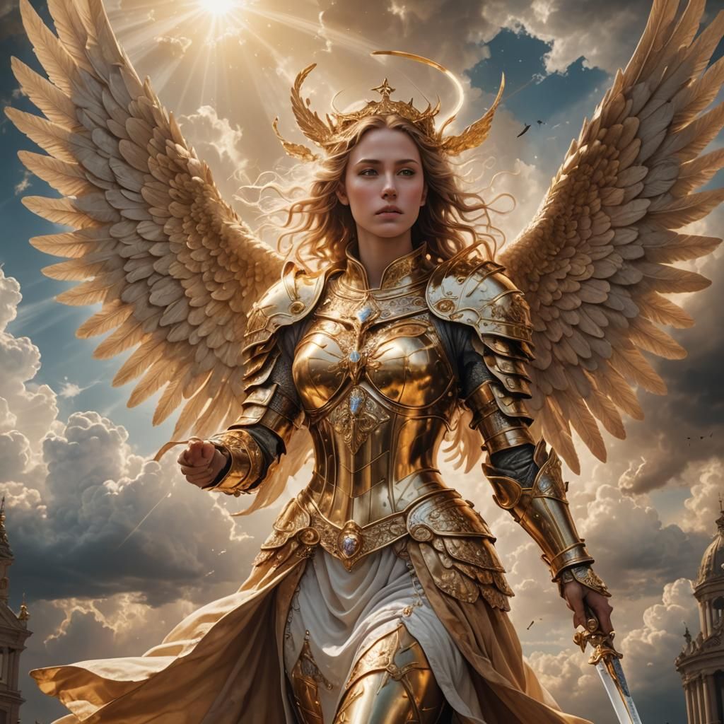 Angelic Knight Descending in Baroque Style