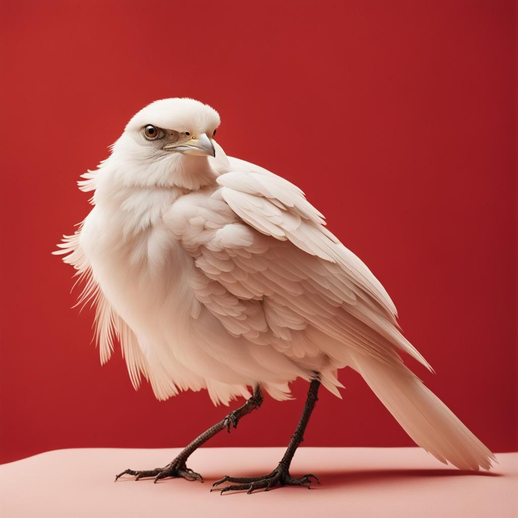 Bird in White on Red, Editorial Photography