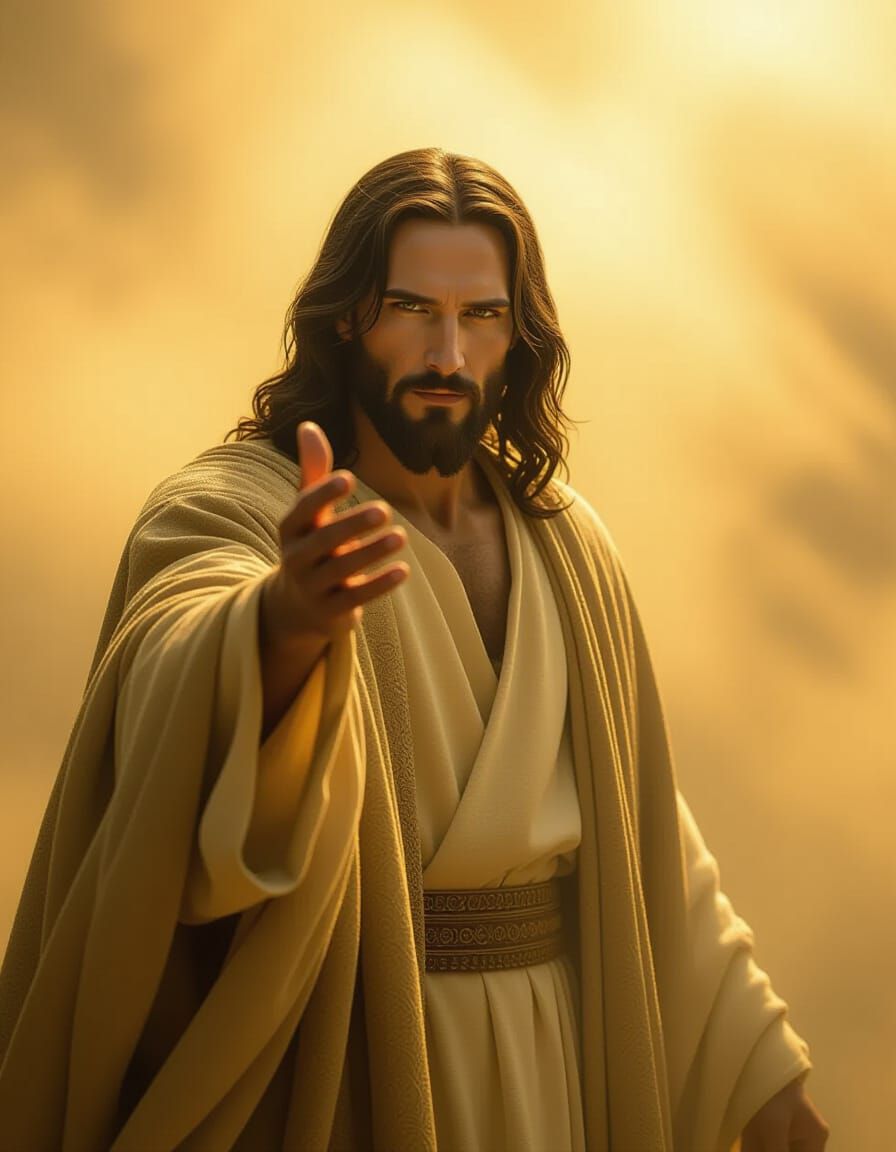 Christ Emerges from Mist in Photorealistic Style