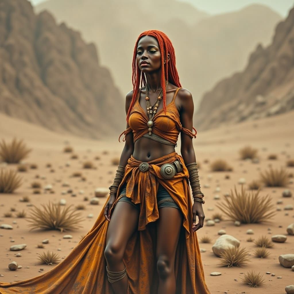 Desert Fae Witch in Sandstorm, Cinematic Film Still