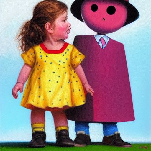 Mr. Men and Little Miss in Oil Painting Style