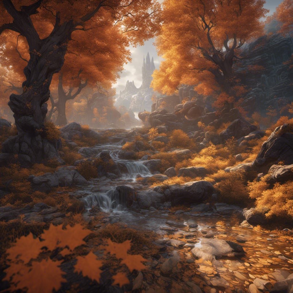 Detailed Matte Painting of a Fall Season Landscape