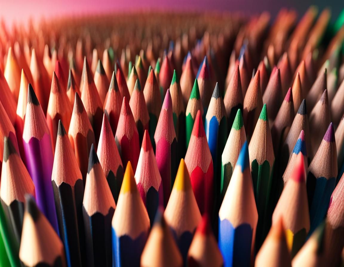 Macro Photograph of Sharpened Colored Pencil Tips