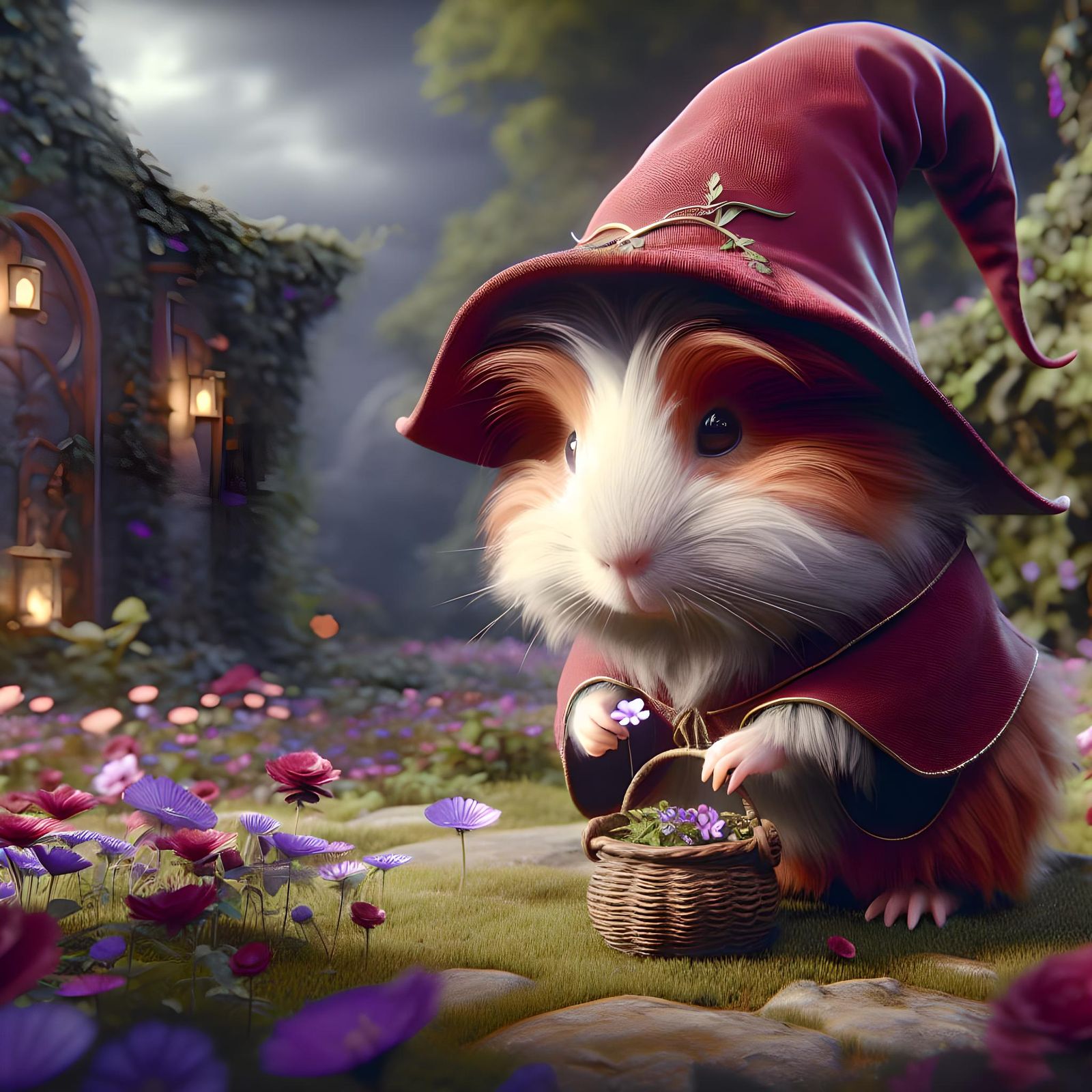 Guinea Pig Dwarf in Enchanted Garden: 3D Character Design