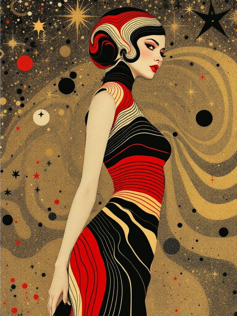 Psychedelic Portrait in Atomic Age Glamour