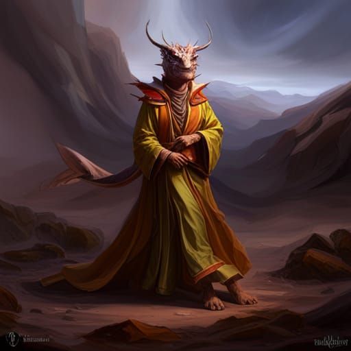 Thorny Devil Lizard Monk in Dark Fantasy Style