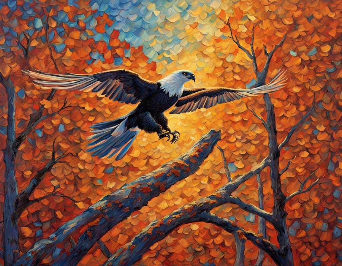 Man with Chainsaw in Tree, as Impasto Painting