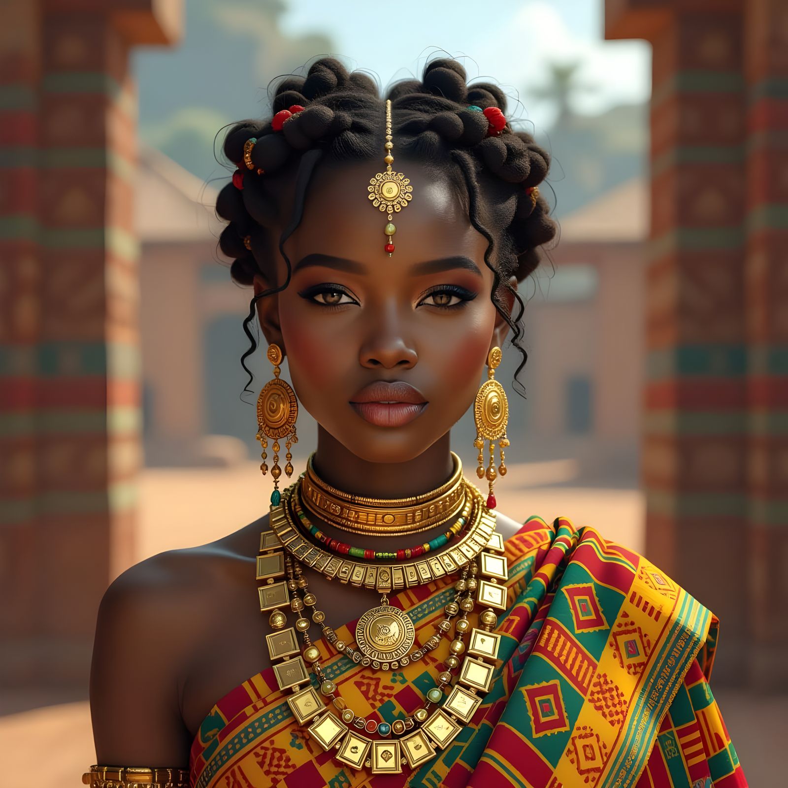 Ghanaian Girl in Kente Cloth: Fantasy Concept Art