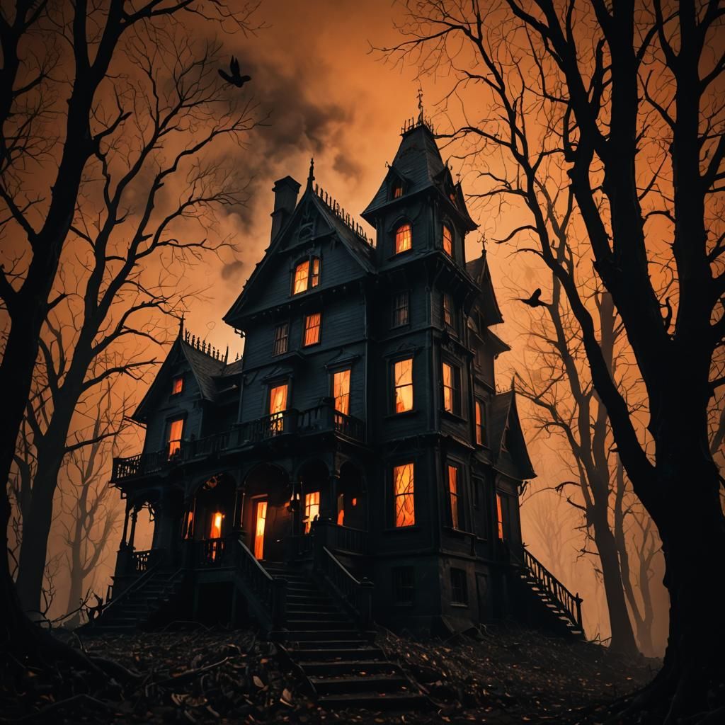 Eerie Gothic Haunted House in Dark Fantasy Style