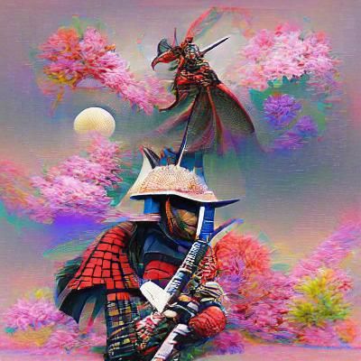 Fantasy Samurai Warrior on Mountain Peak