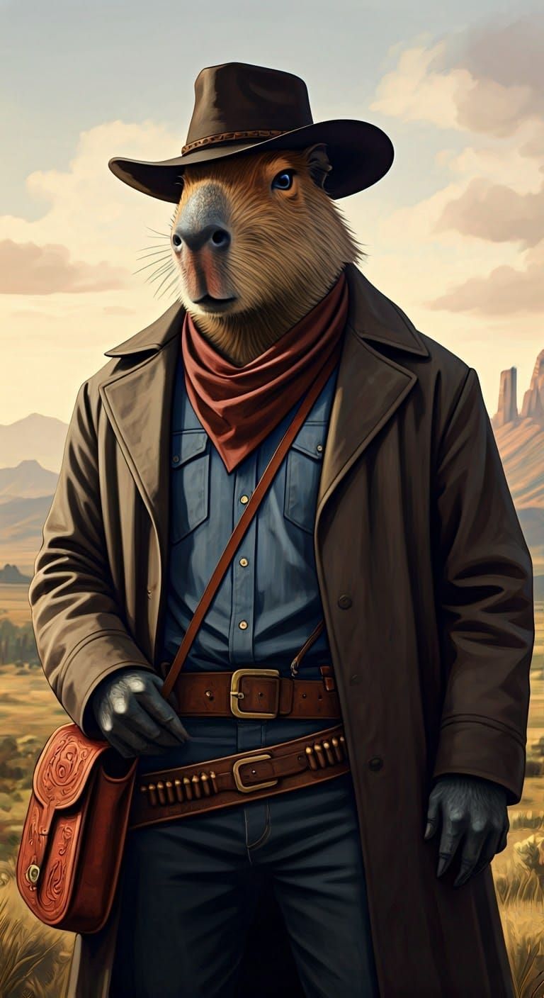 Rugged Capybara Cowboy Embarks on Wild West Adventure