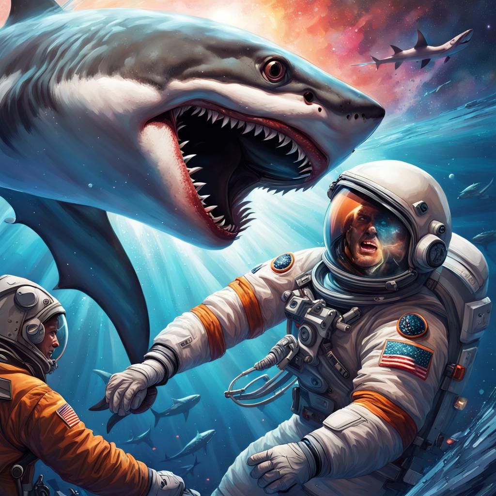 Astronaut vs Shark: Hyperrealistic Space Battle