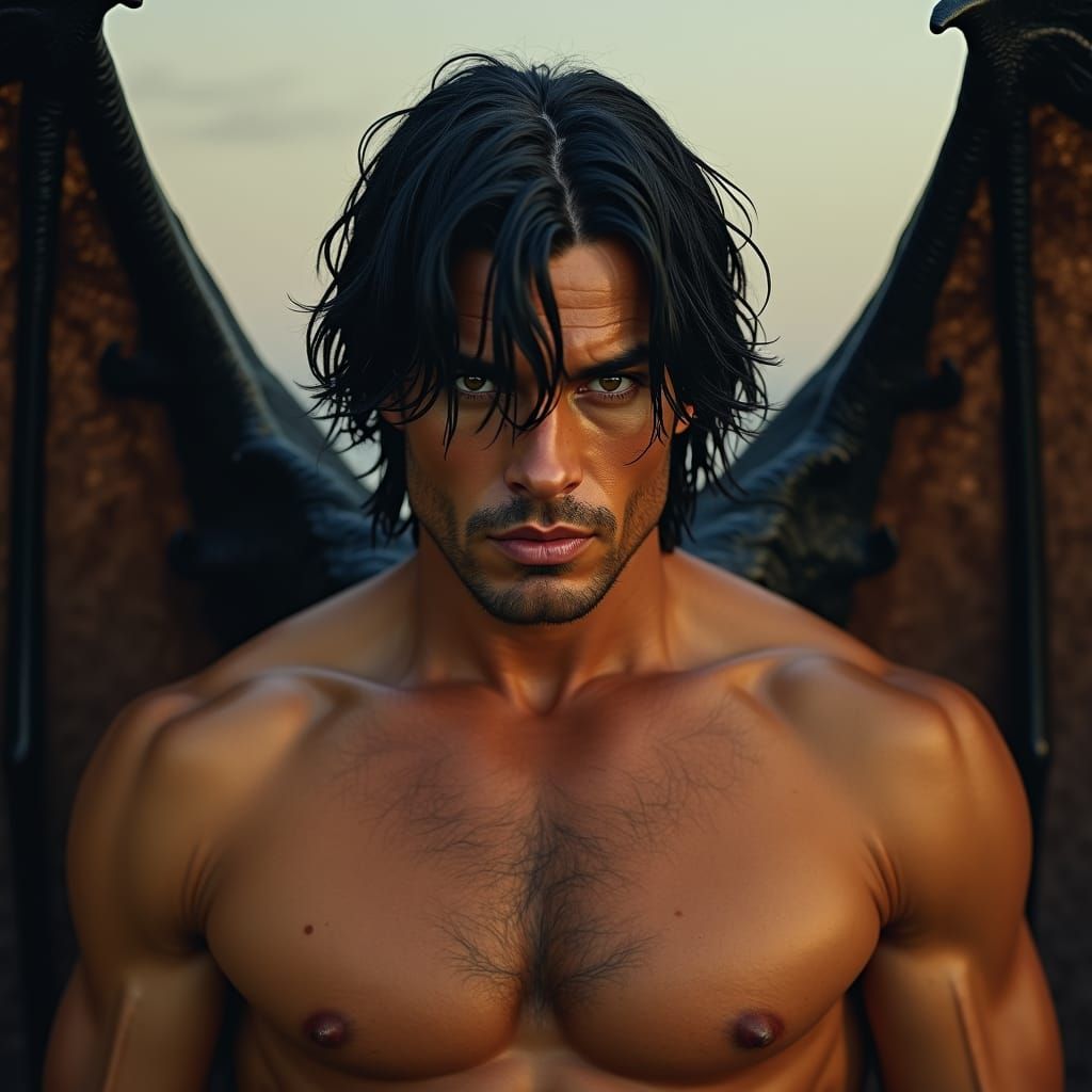 Winged Man with Piercing Gaze