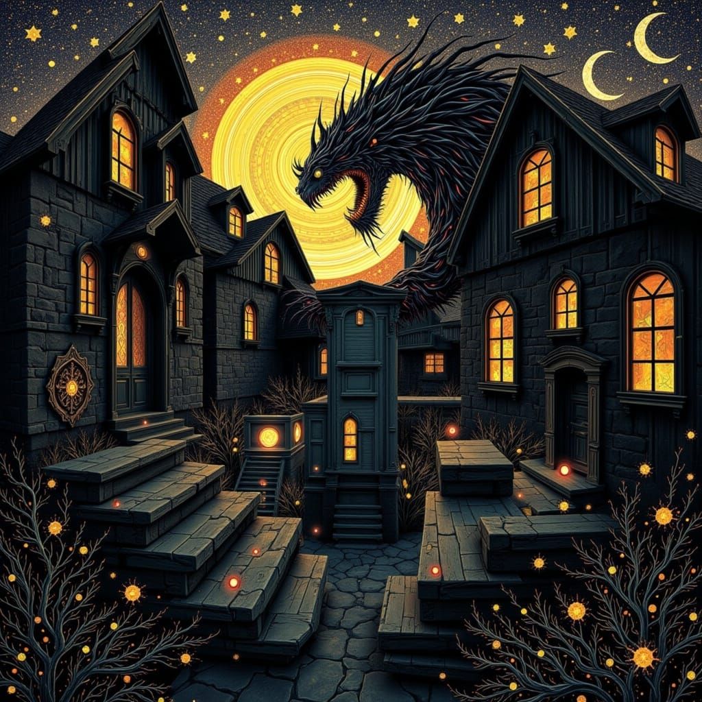 haunting, nightmarish <lora:Glitch n Errorcore:1.0> scene inspired by Gustav Klimt