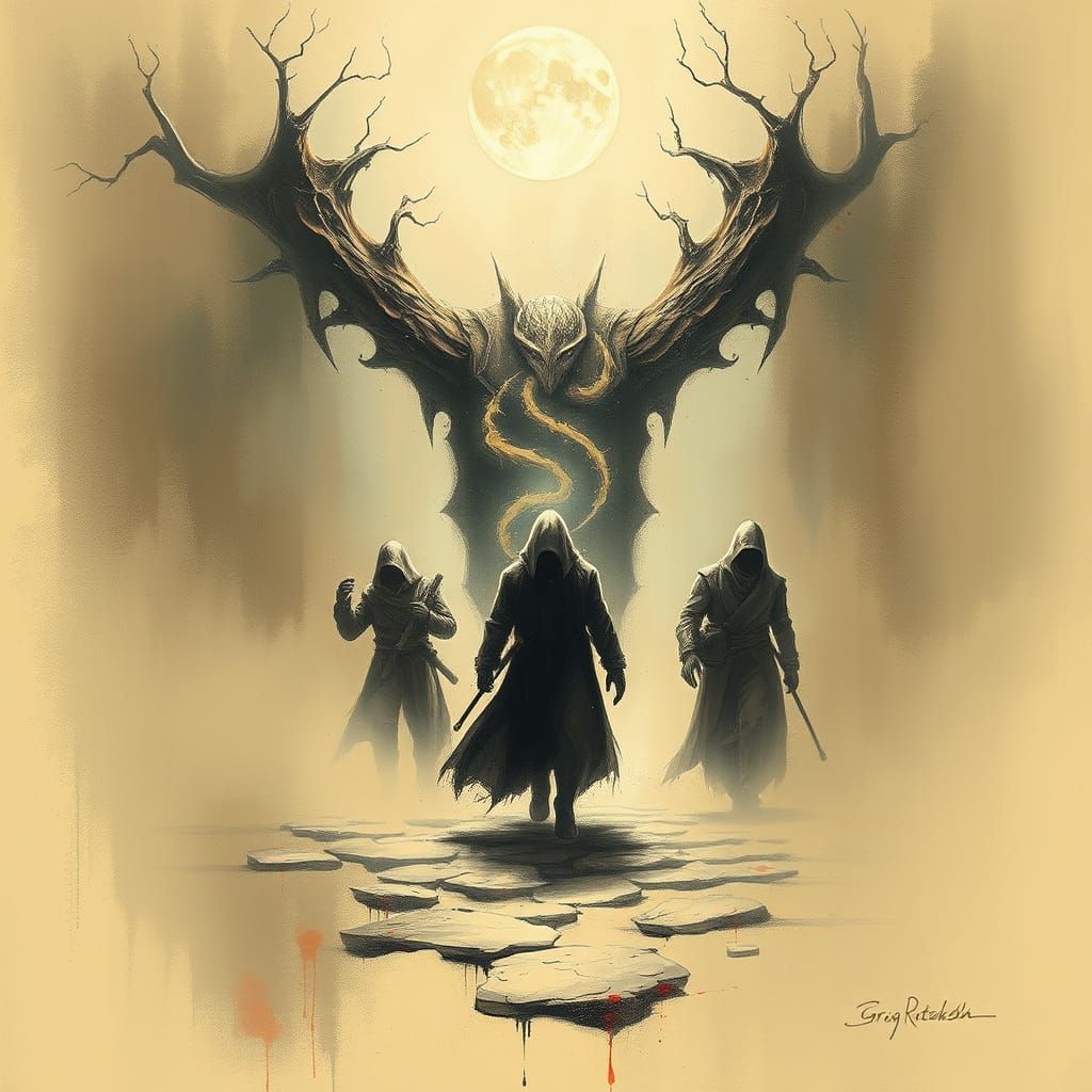 Haunting Scammer Landscape in Dark Fantasy Style