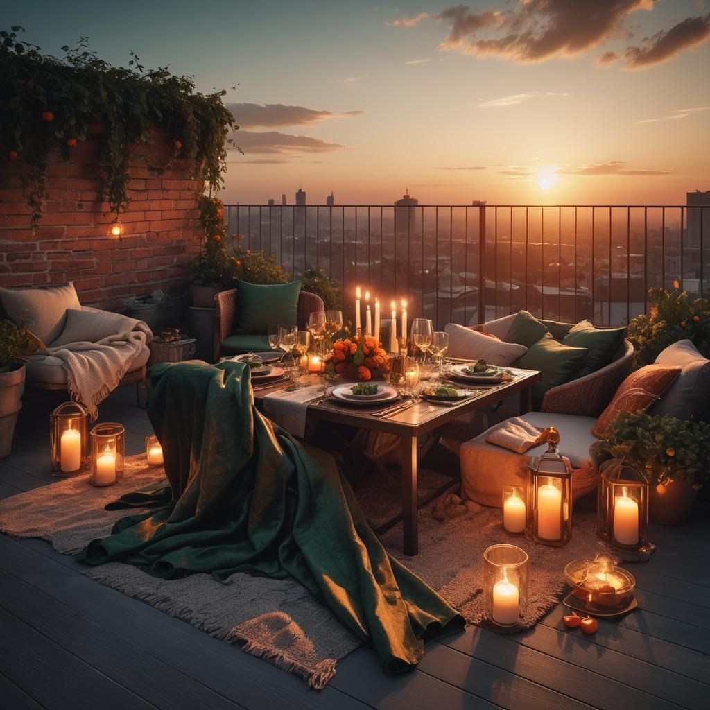 Luxury Rooftop Dinner at Sunset