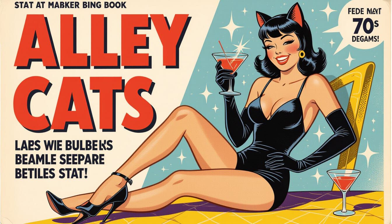 Cat-Girl Magazine Cover in 70s Style