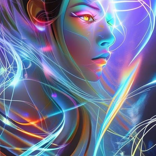 Detailed Hologram in Colorful Splash Art Style