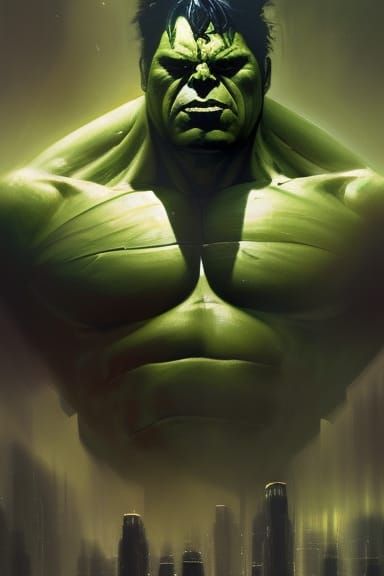 Cybernetic Hulk Portrait in Digital Art Style