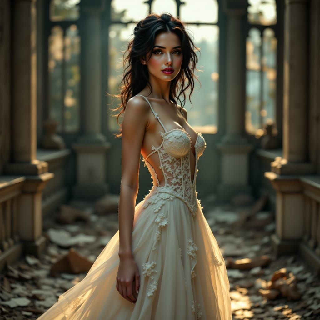 Post-Apocalyptic Bride in Ruined Chapel