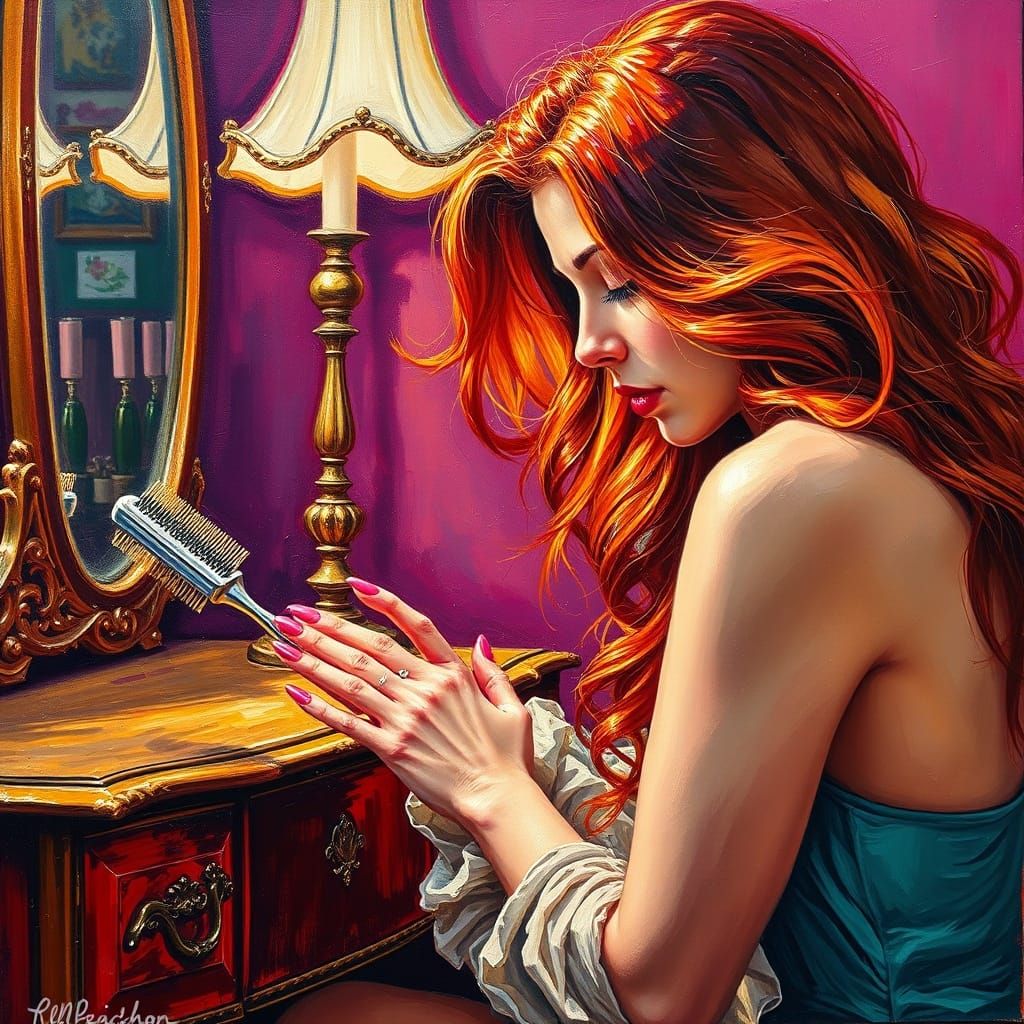 Woman Painting Nails, Hair Brushing Autonomously