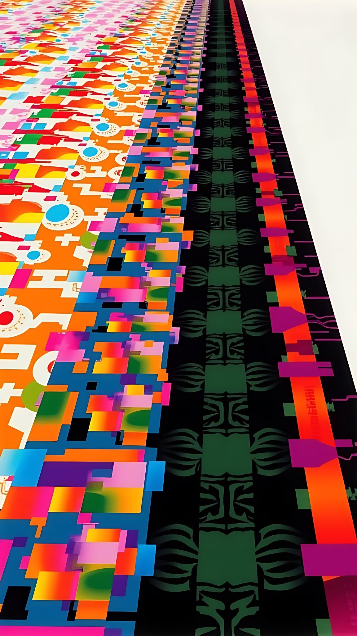 Abstract Geometric Patterns in Neon Hues