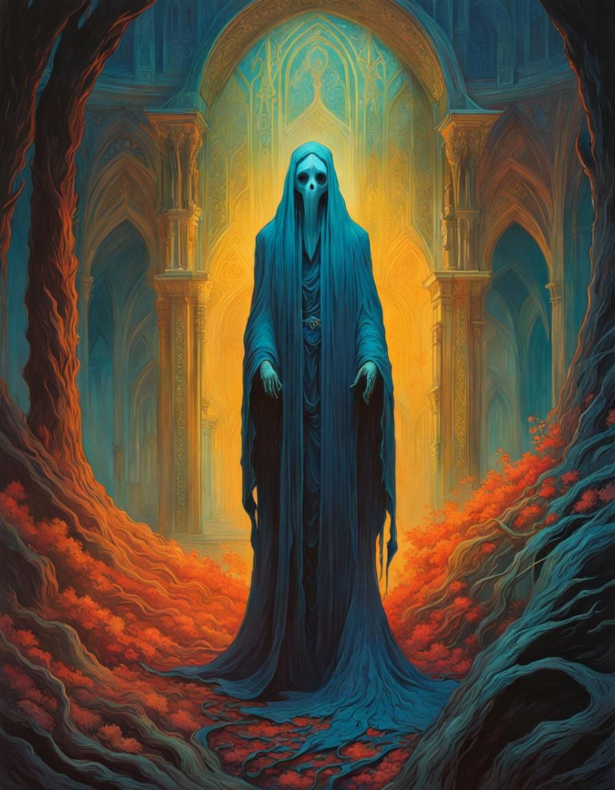 Eldritch Ghost Figure by Rutkowski, Gouache Illustration