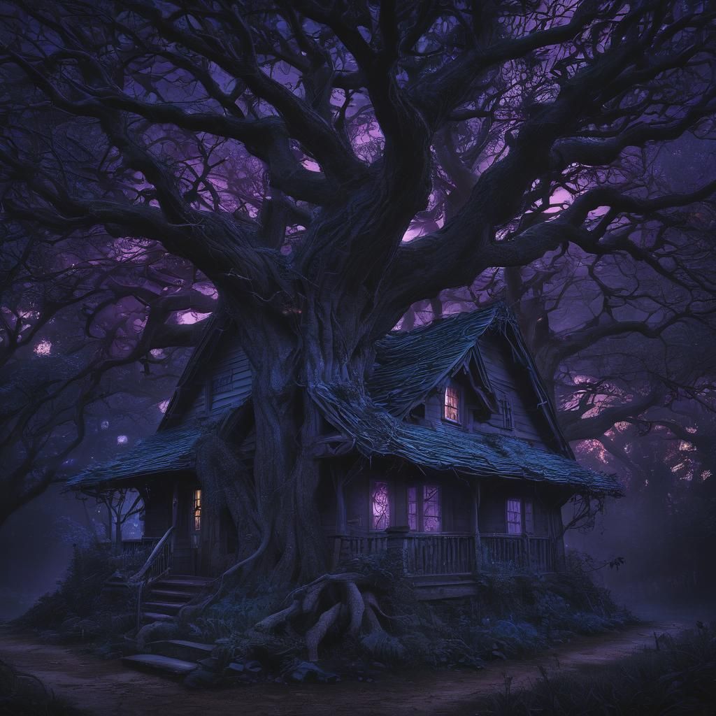 Dark Fantasy Cottage Under Supernatural Attack