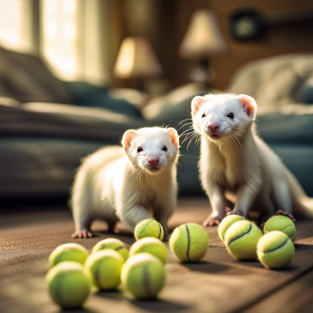 Albino Ferrets at Play: Hyperrealistic Graffiti Art