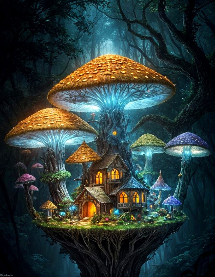 Whimsical Mushroom Dwelling in a Fantastical Realm