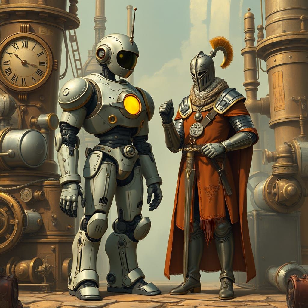 Robot and Knight in Clockwork Future