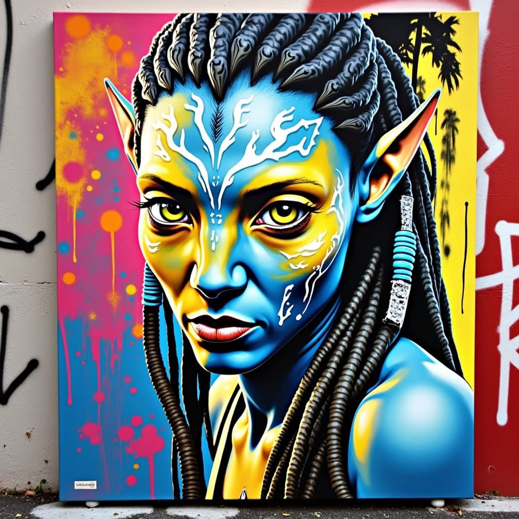 Neytiri Na'vi Woman in Graffiti Art Style