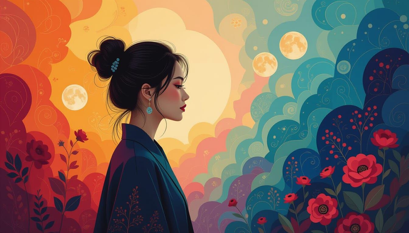 Dreamlike Scene with Bold Color Fields