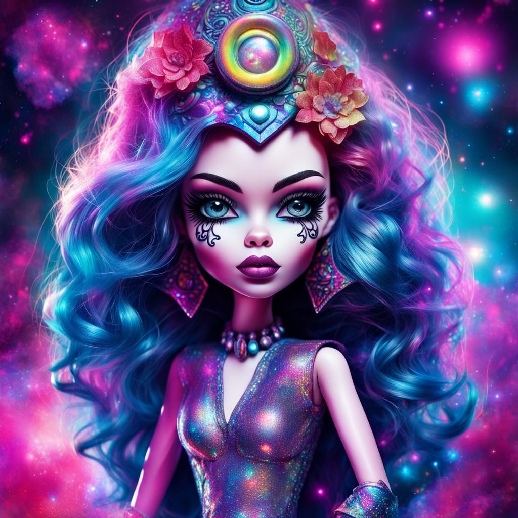 Monster High Doll: Holographic Astral Cosmic Illustration