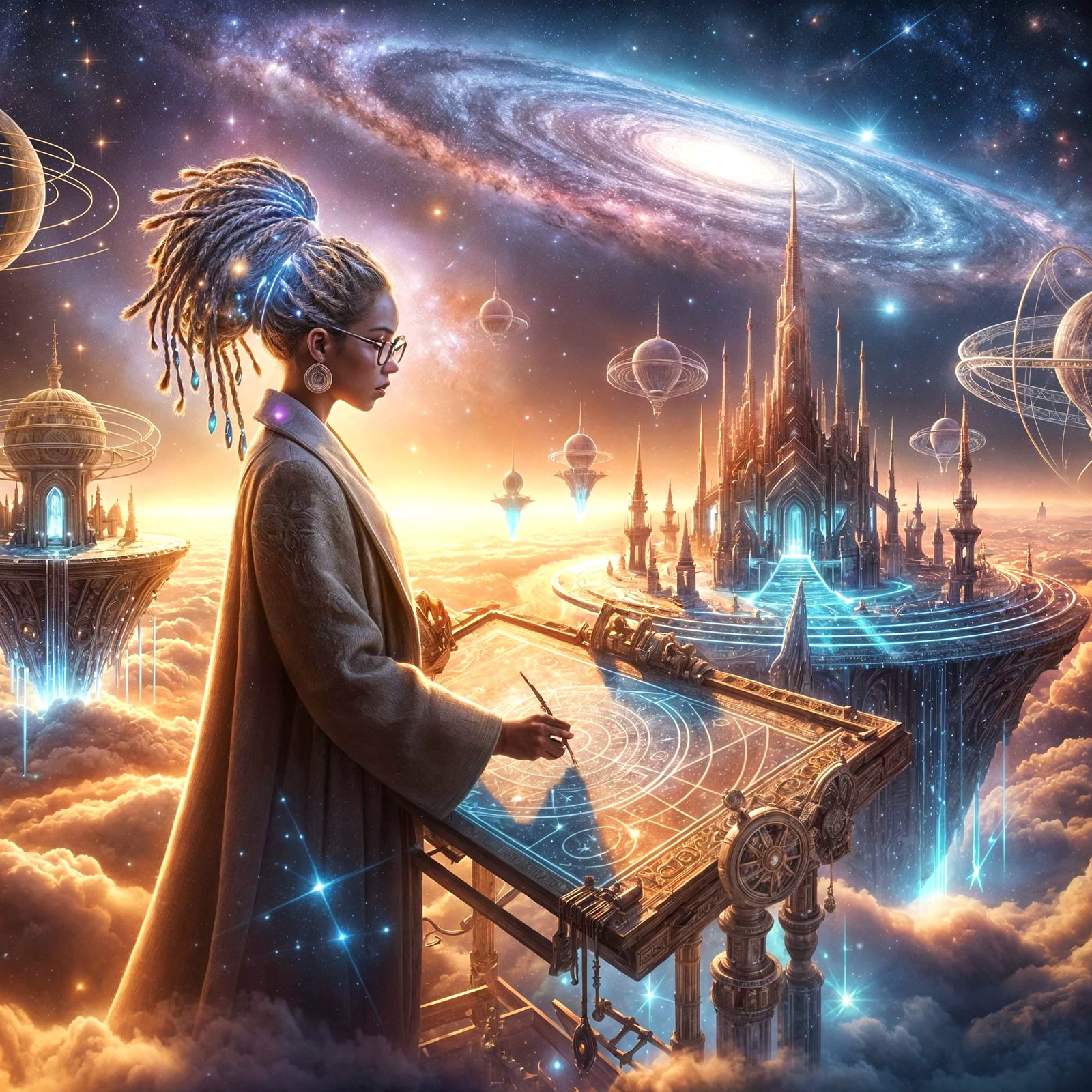 Celestial Architect Designing Cosmic Structures in Nebula