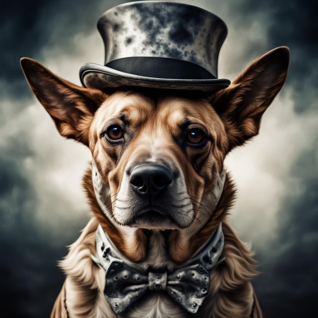 Hyperrealistic Rorschach Dog in a Fantasy Setting