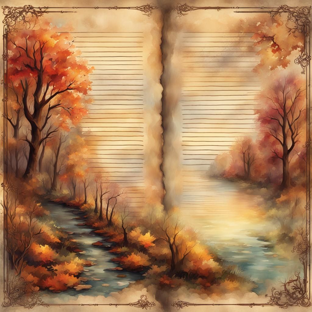Vintage Journal with Autumn Border in Detailed Matte Style