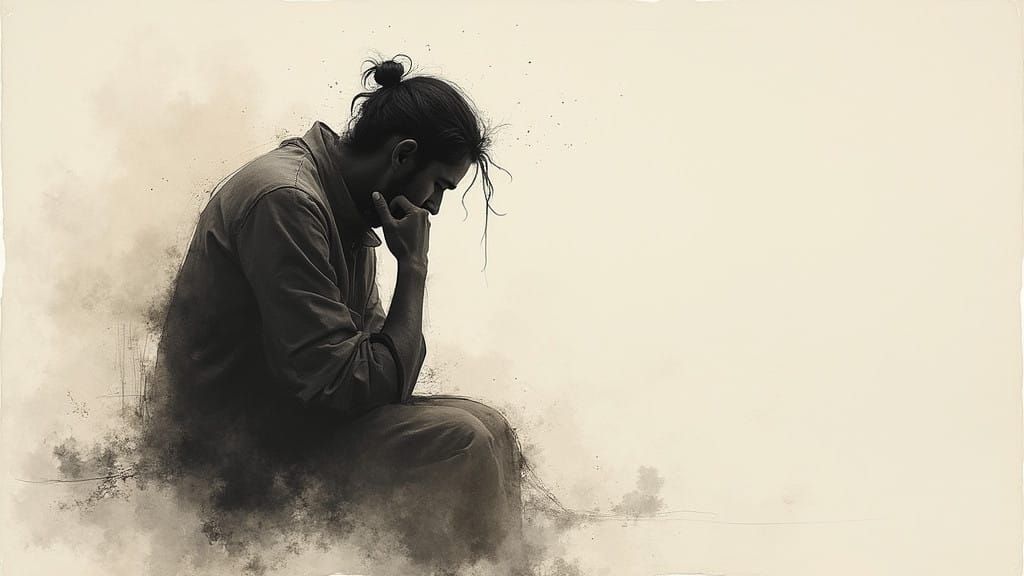 Meditative Soul in Ink Wash