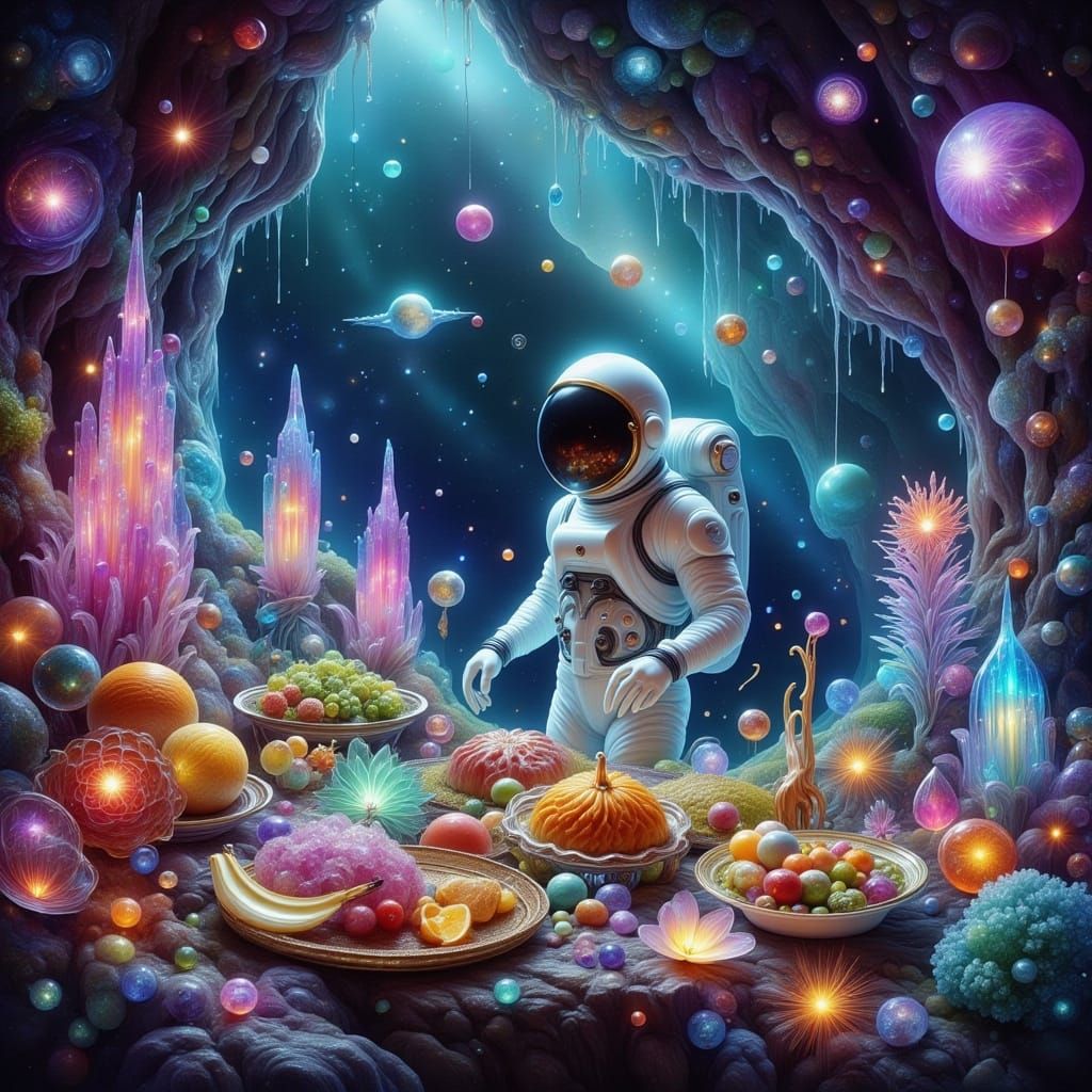 Astronaut Discovers Glowing Meal in Bioluminescent Cave