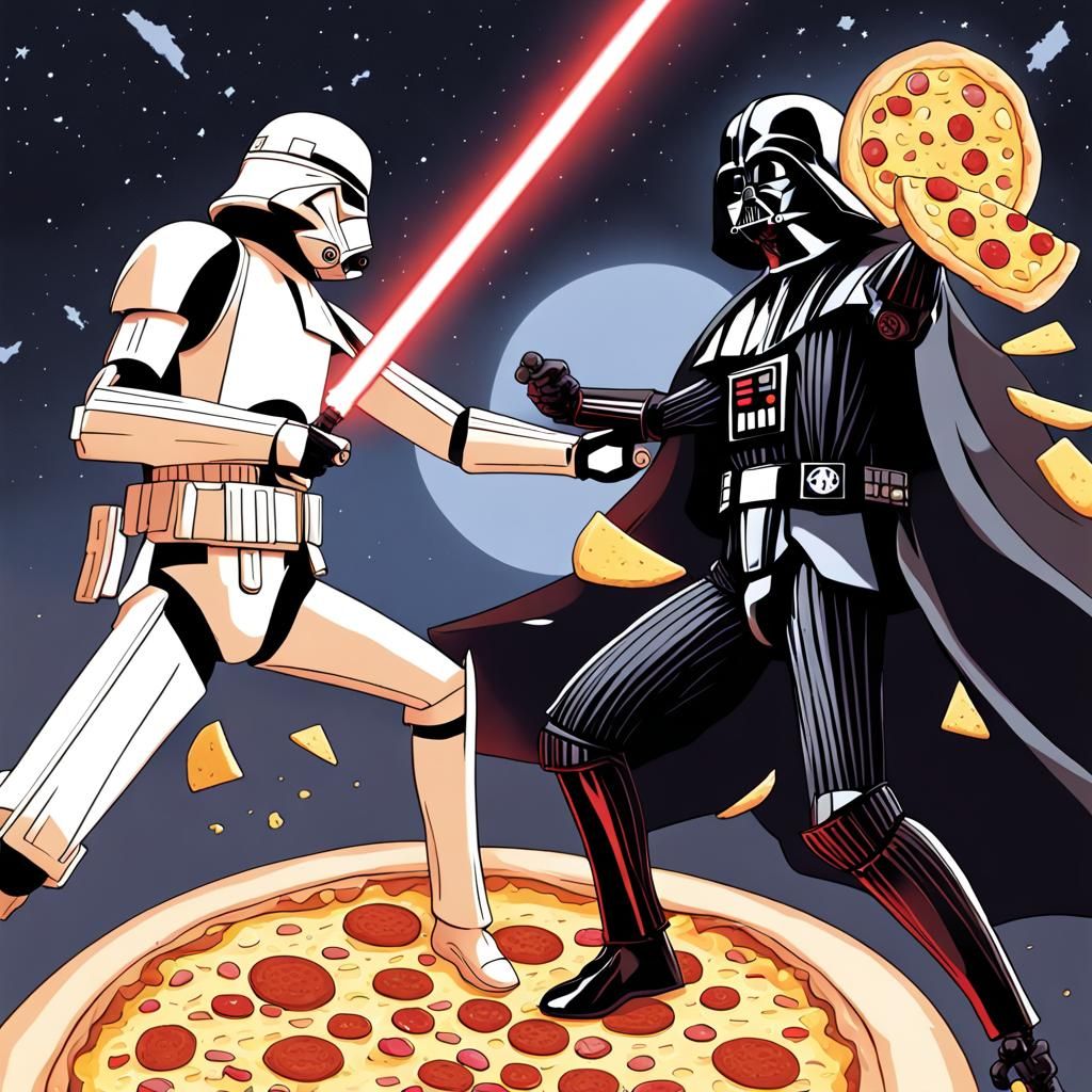 Vader vs. Luke with Cheese Moon in Anime Style