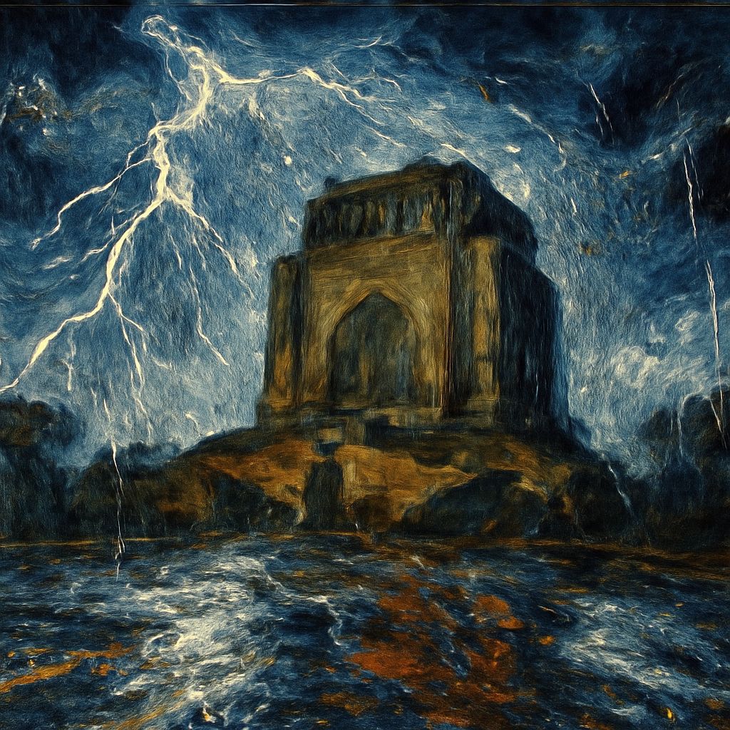 Dramatic Thunderstorm at Voortrekker Monument: Impasto Paint...