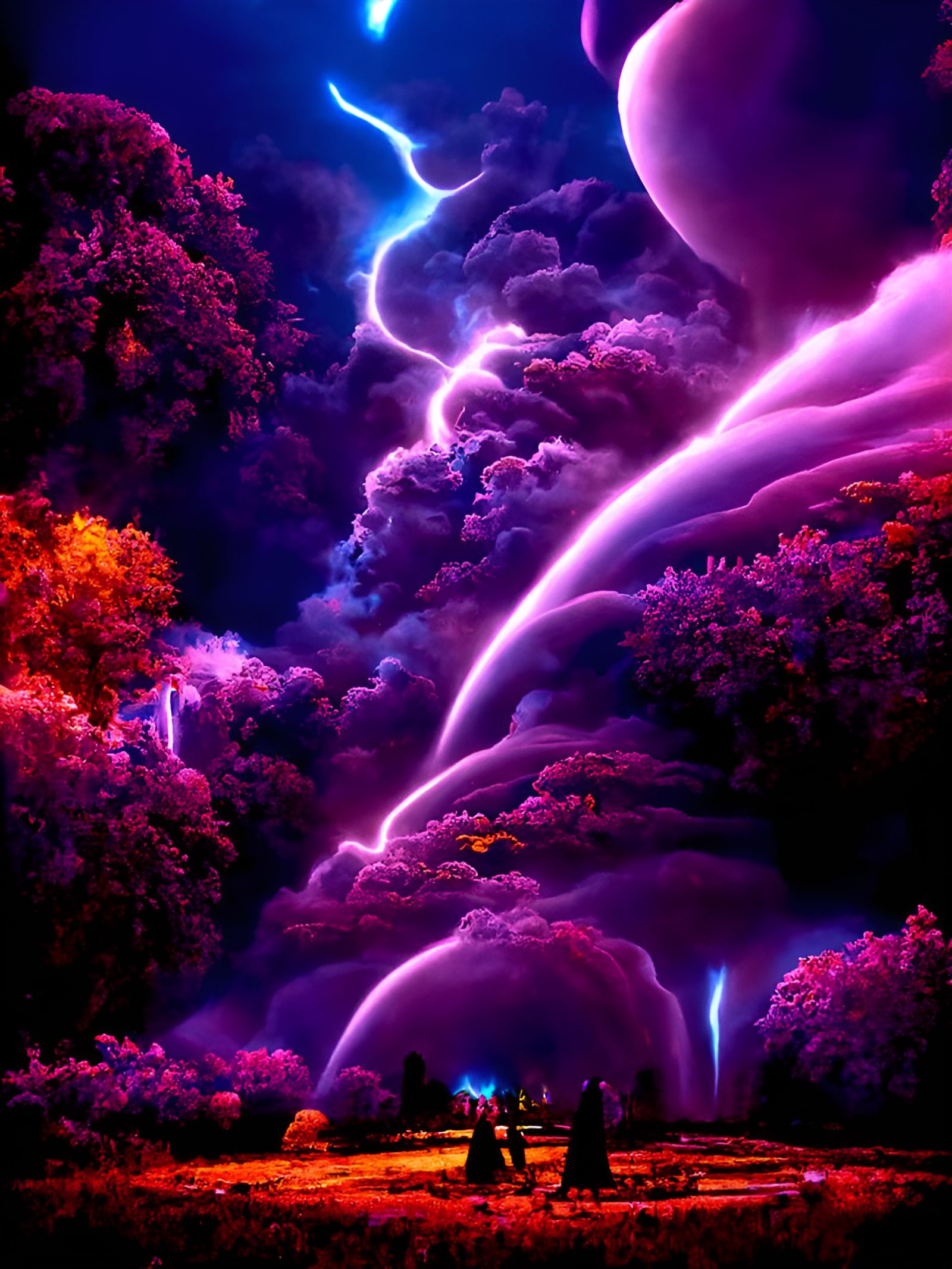 Magical Fantasy Landscape with Thunderstorm
