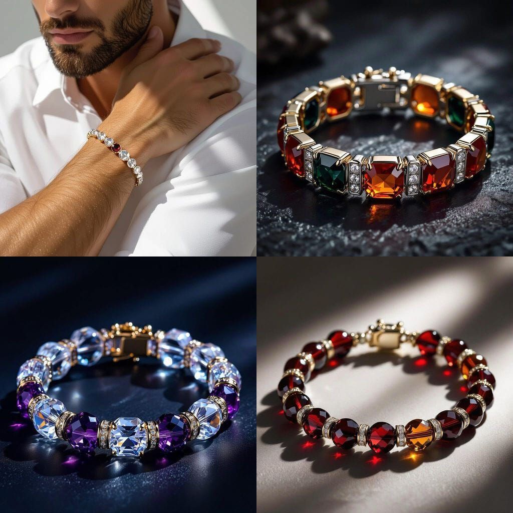 Elegant Aries Man with Crystal Bracelet and Gold Accents