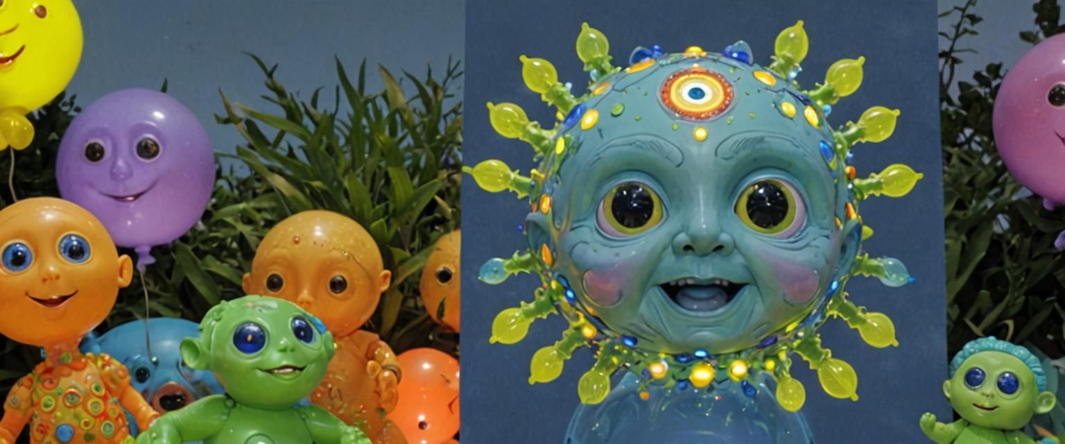 Surreal Mandelbulb Toys with Many Eyes