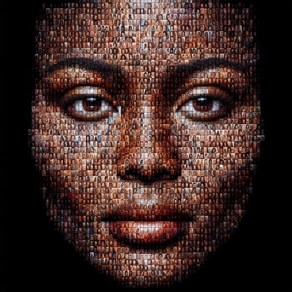 Photorealistic Mosaic Portrait of a Woman