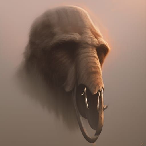 Detailed Mammoth Portrait in Hyperrealistic Style