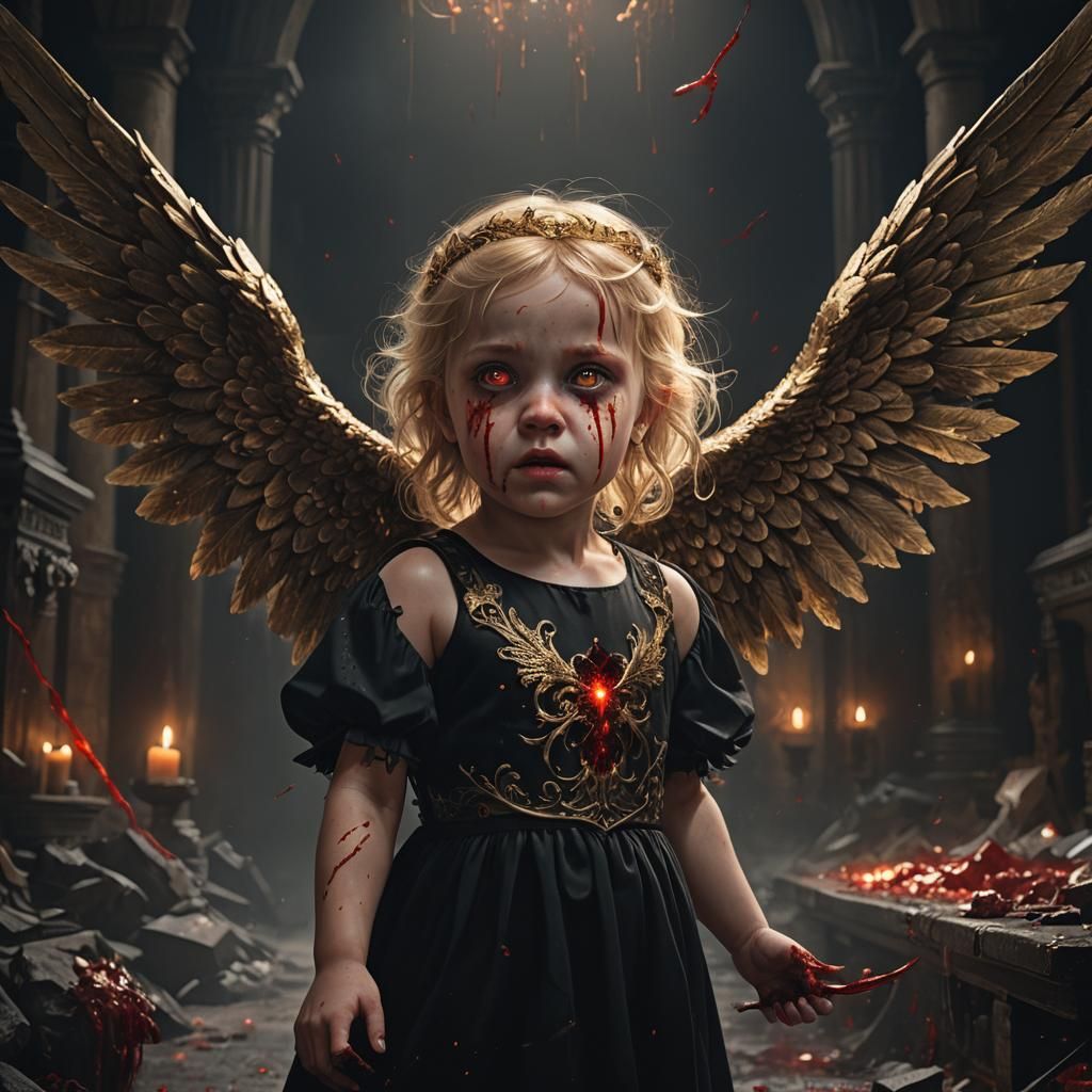 Ethereal Child Angel in a Dark Fantasy Art Style