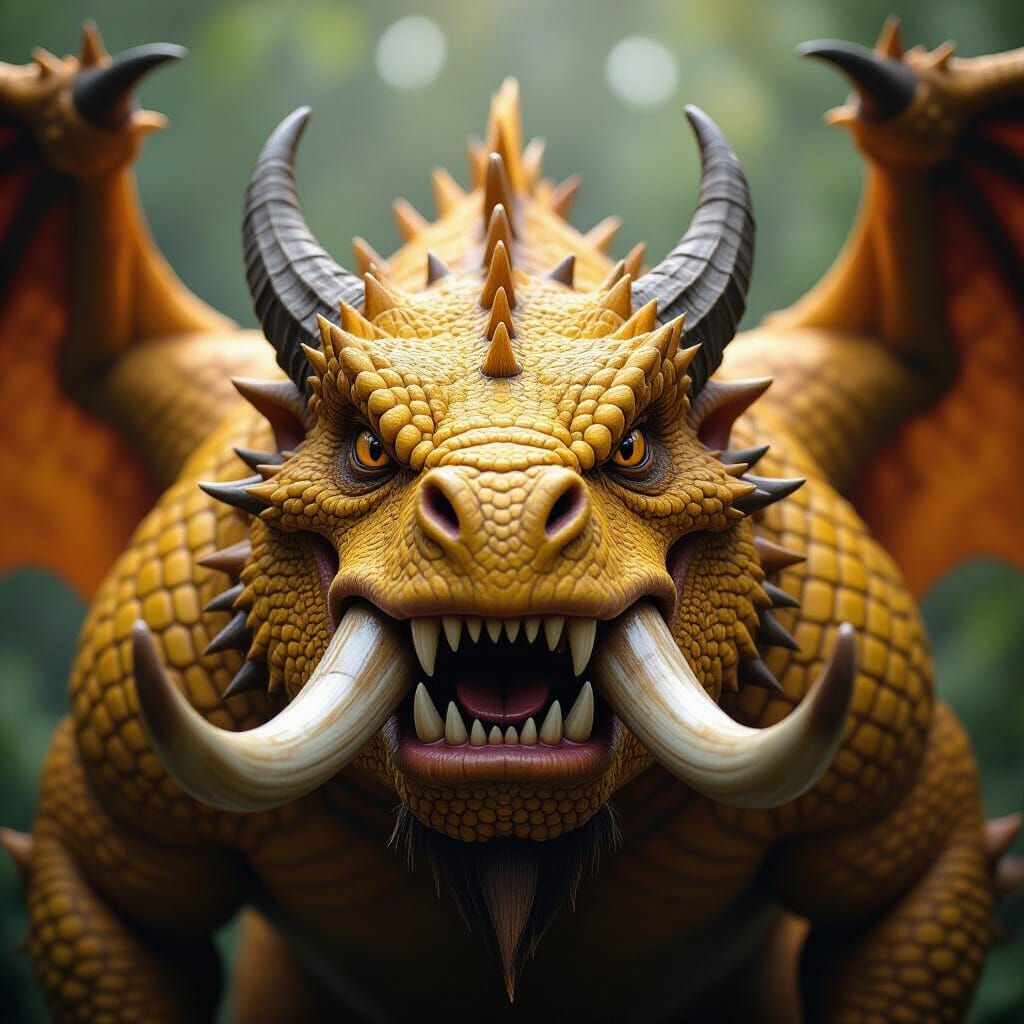 Yellow Scaled Creature Portrait in Studio Lighting