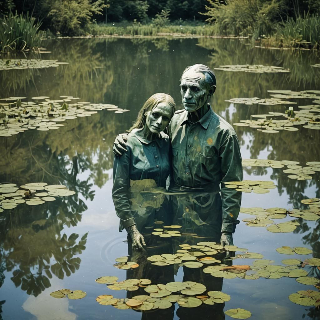 Eerie Pond Encounter: Picasso Meets Monet